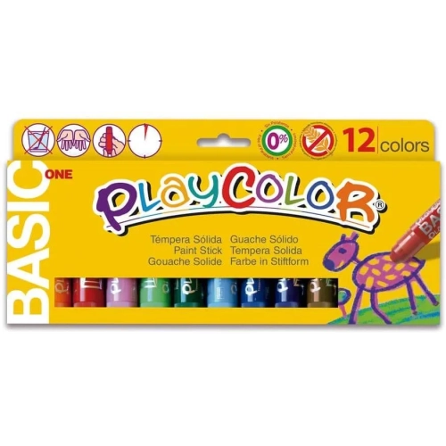 Tempera solida escolar One Basic Playcolor 12 colores