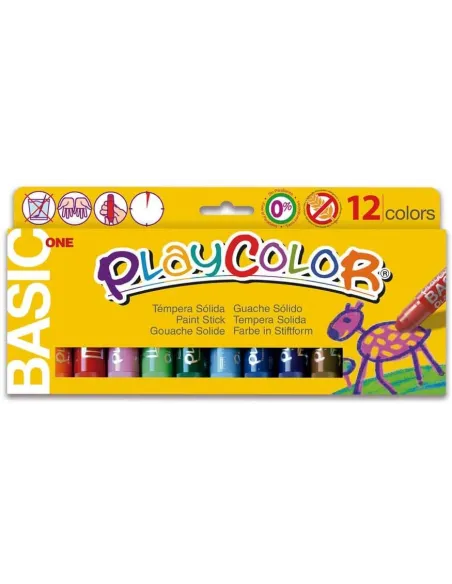 Tempera solida escolar One Basic Playcolor 12 colores