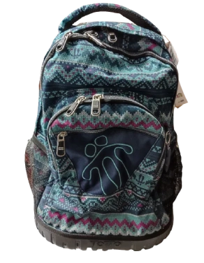 Mochila escolar con ruedas renglones Etnia azul Totto