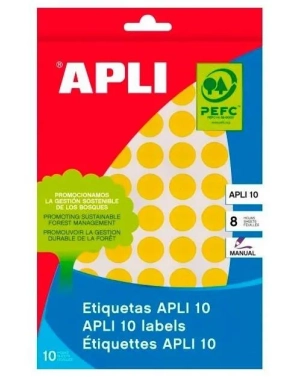 Gomets redondos Apli 13 mm amarillos