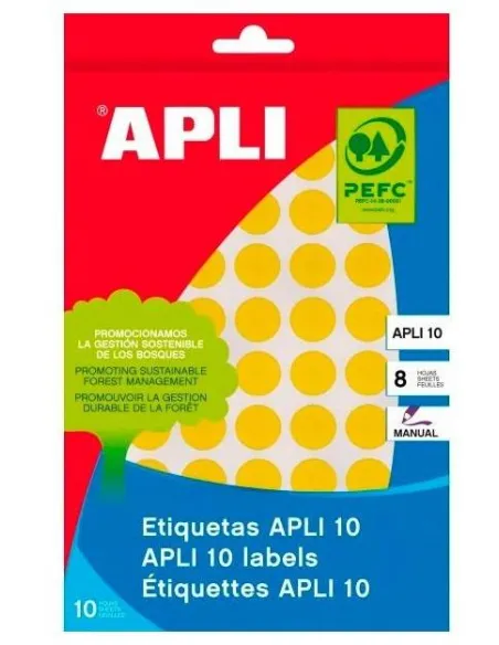 Gomets redondos Apli 13 mm amarillos