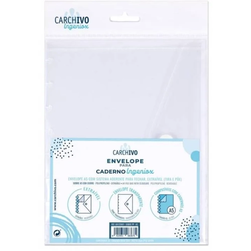 Ingeniox Sobre doble bolsillo A5 plástico extraíble