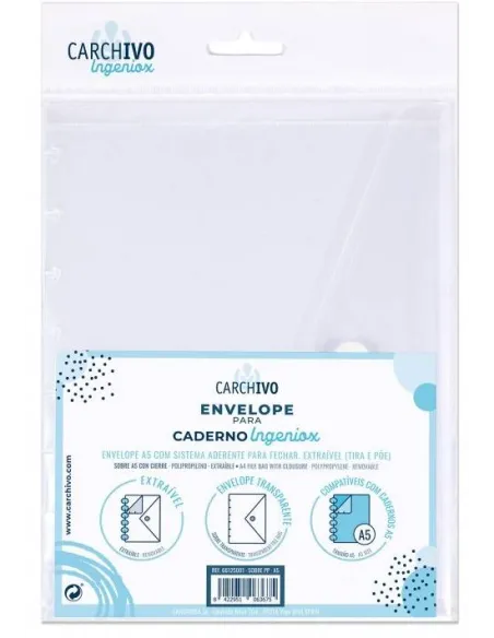 Ingeniox Sobre doble bolsillo A5 plástico extraíble