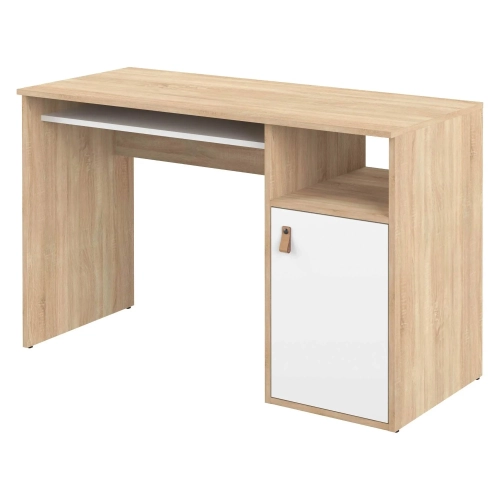 Mesa escritorio 115cm roble puerta color blanca