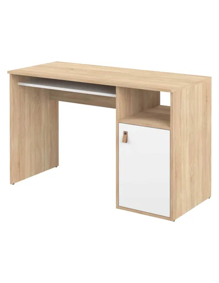 Mesa escritorio 115cm roble puerta color blanca