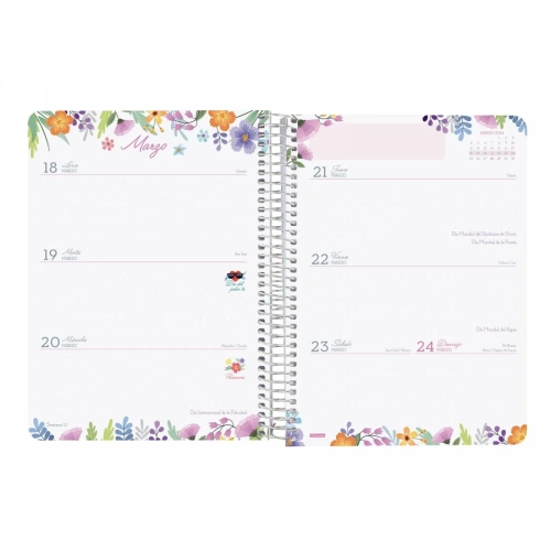 Agenda 16 meses Cloe Finocam E10 semana vista azul