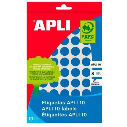 Gomets redondos Apli 13mm azules