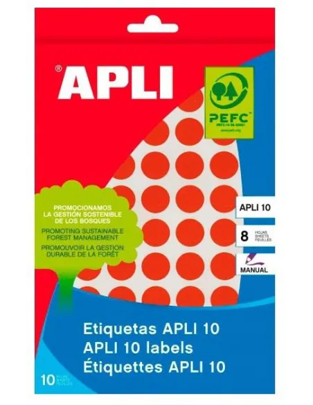 Gomets redondos Apli 13mm rojos