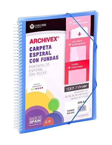 Carpeta personalizable 20 fundas espiral cierre gomas