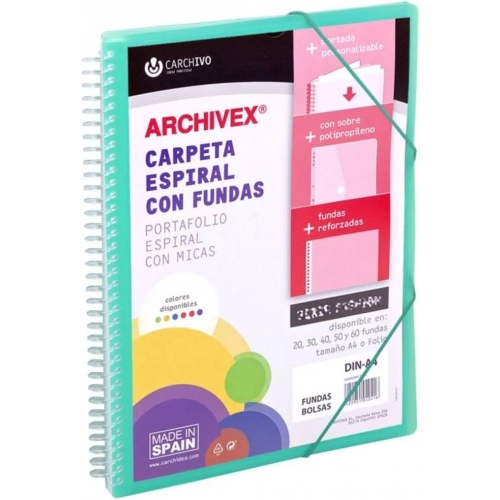 Carpeta personalizable 60 fundas espiral cierre gomas