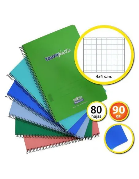 Cuaderno folio TauroPlastic Premier 80h 90grms cuadriculado