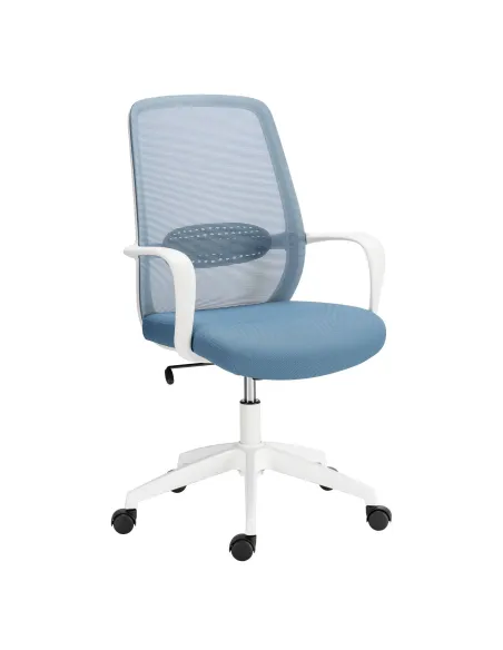 Silla oficina con brazos y respaldo malla Andrew azul