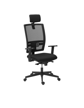 Silla oficina syncro Activ con brazos y cabezal negra