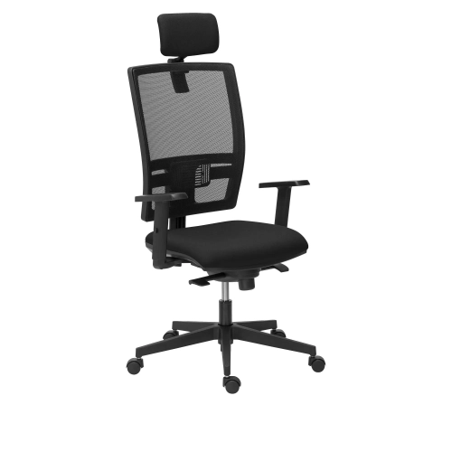 Silla oficina syncro Activ con brazos y cabezal negra