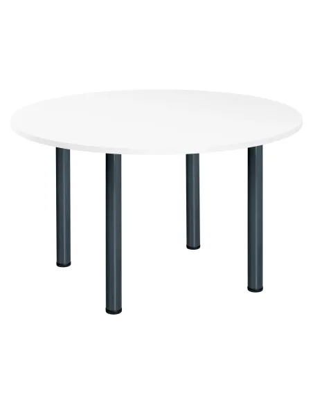 Mesa redonda 120blanca 4 patas tubo metálico color antracita