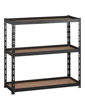 Estanteria metálica 97 cm con estantes madera con borde