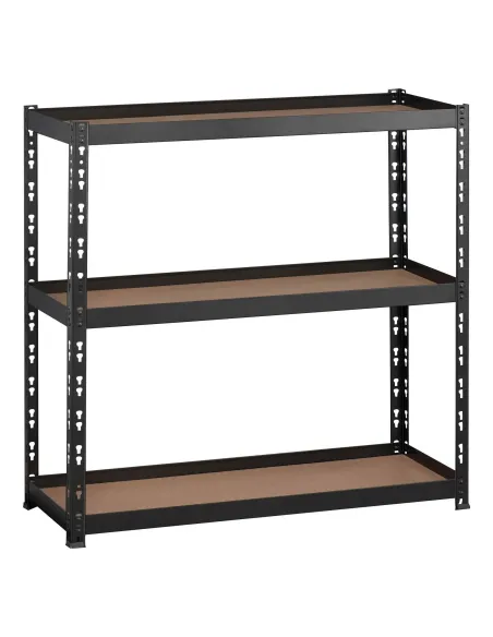 Estanteria metálica 97 cm con estantes madera con borde