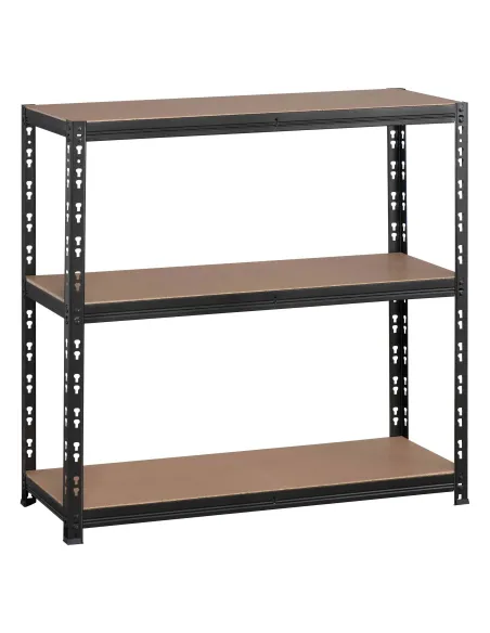 Estanteria metálica 97 cm con estantes madera sin borde