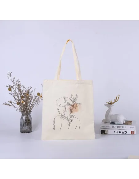 Bolsa canvas 40x35 con asa para colgar Flor