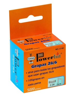 Caja 3000 grapas flecha 25/10 galvanizadas 60 hojas