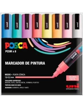 Posca PC5M blister 8 marcadores colores surtidos pastel