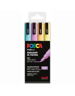 Posca PC3M blister 4 marcadores colores surtidos pastel
