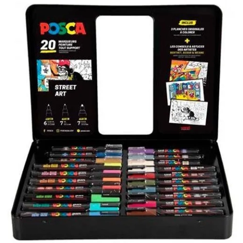 Posca maleta metalica 20 rotuladores surtidos