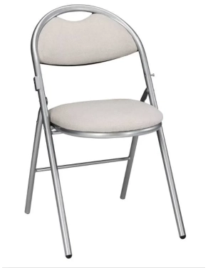Silla plegable super confort tapizada gris patas aluminio