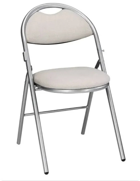Silla plegable super confort tapizada gris patas aluminio