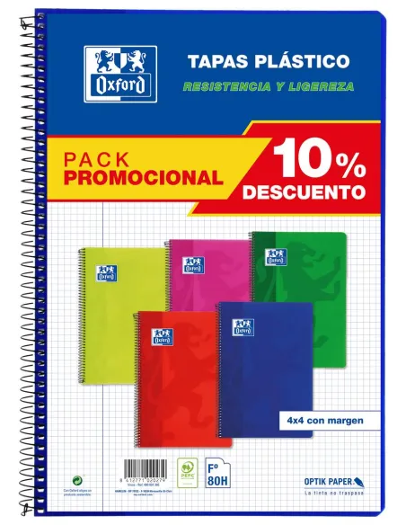 Cuaderno Oxford folio clásico tapa plástica colores vivos