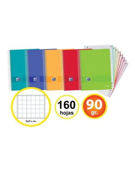 Cuaderno Oxford Live&Go A4 160h tapa plastica cuadriculado