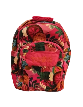 Mochila escolar Totto Crayoles Jaguar tropical Rosa