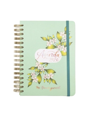 Agenda anual Finocam Flower E10 dia pagina verde