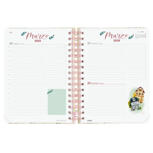 Agenda dia pagina flower rosa