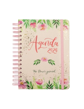 Agenda anual Finocam Flower E10 semana vista rosa
