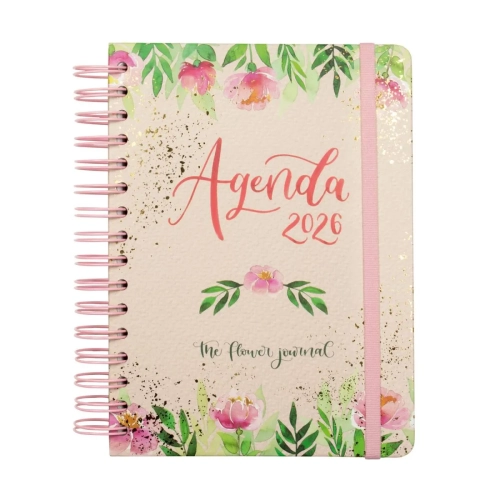 Agenda anual Finocam Flower E10 semana vista rosa