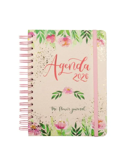 Agenda anual Finocam Flower E10 semana vista rosa