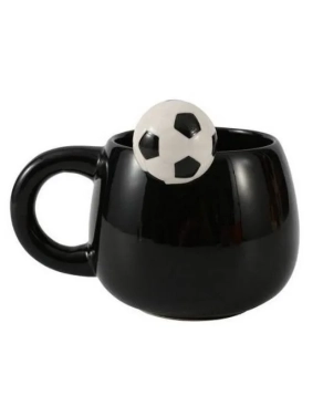Taza ceramica iTotal con baloón de futbol negra