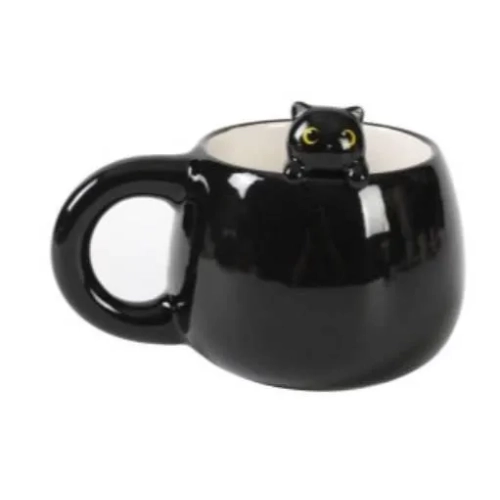 Taza ceramica iTotal con asa gato negra